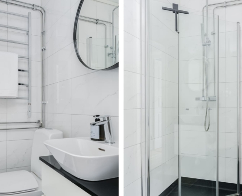 real estate shot of a bathroom