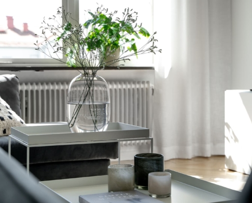 detailed shot of a vase in a living room