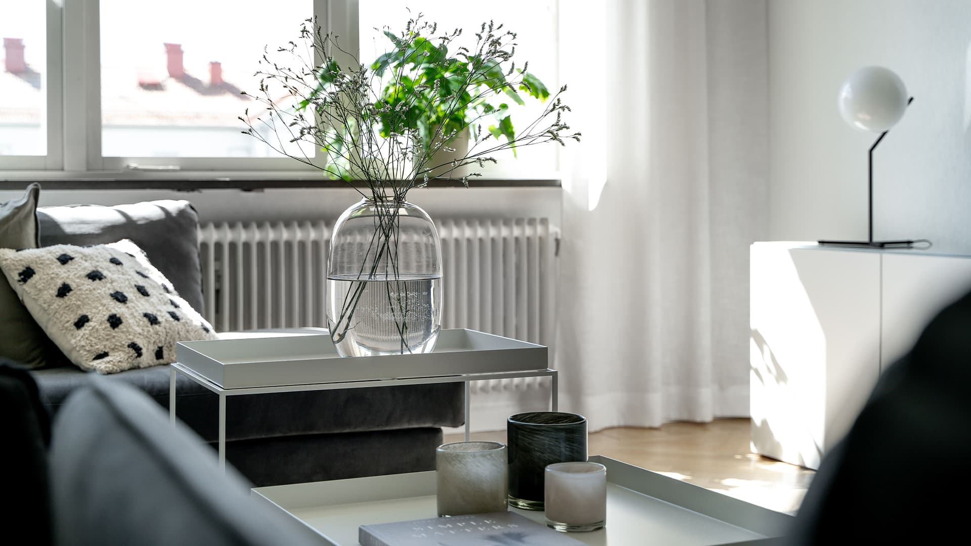 detailed shot of a vase in a living room