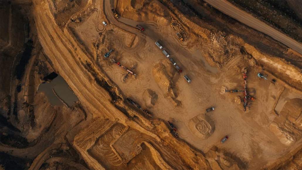 drone shot of a mining site