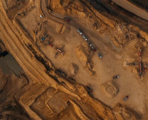 drone shot of a mining site