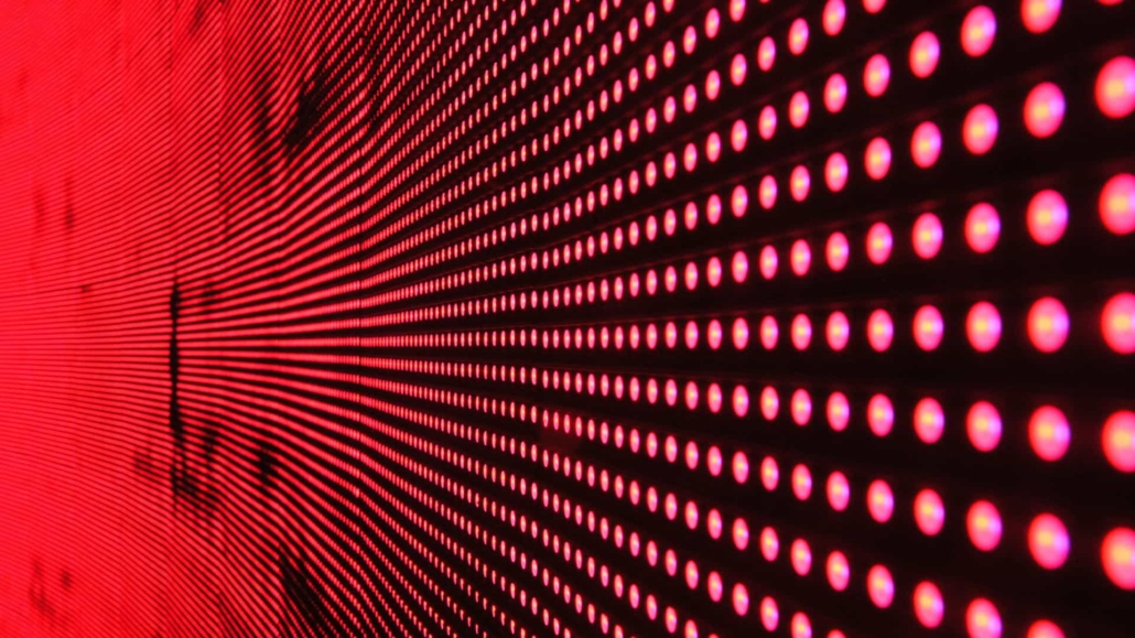 close up of red dots of lights
