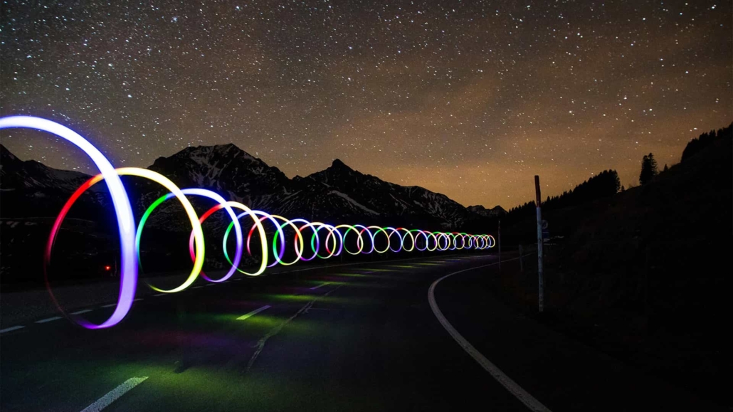 lightrails during a starry night