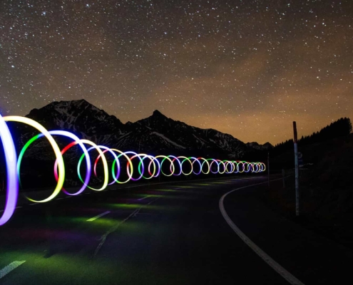lightrails during a starry night