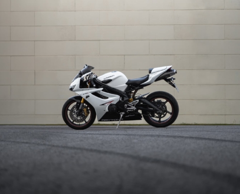 Sportbike against a white wall