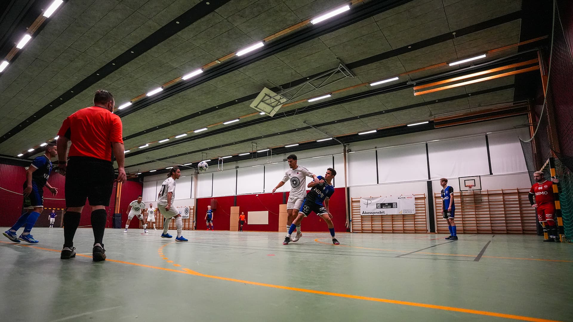 wide shot of a futsal match during a game