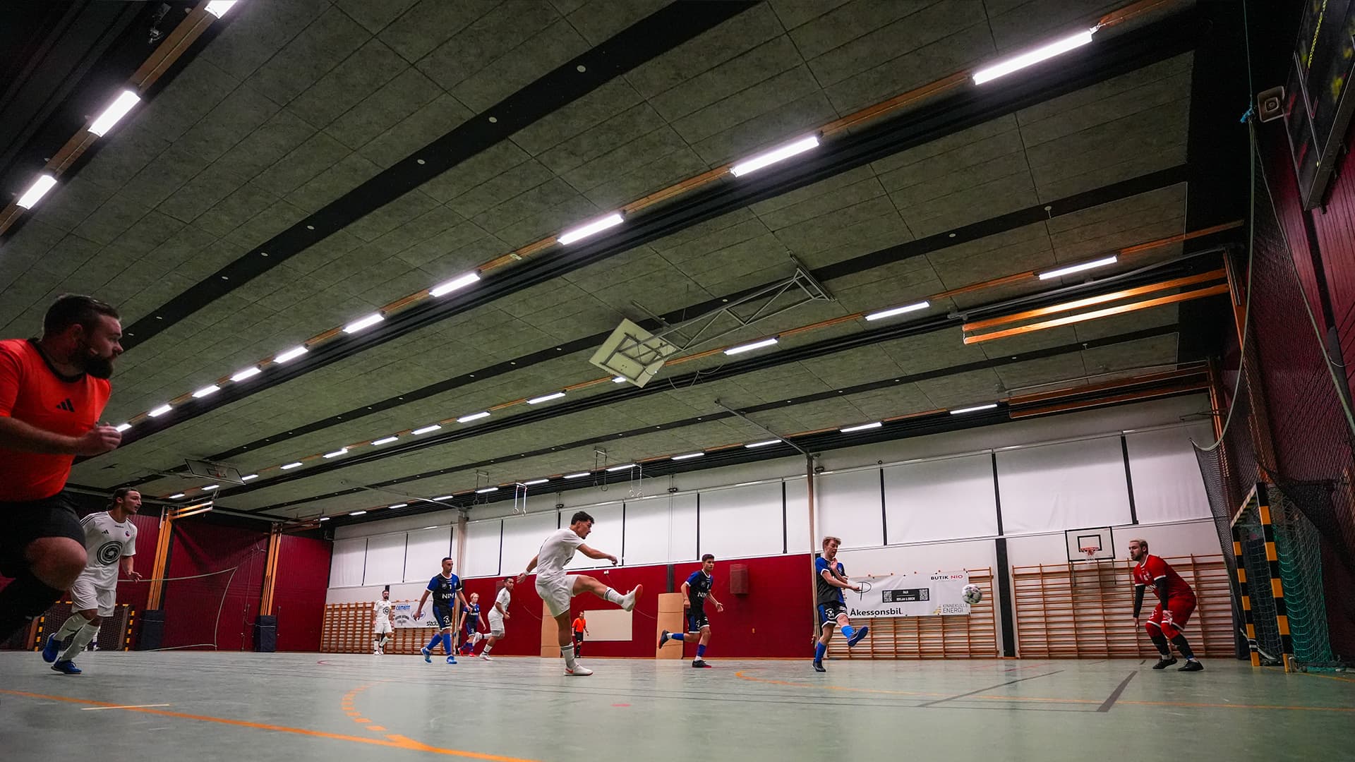 wide shot of a futsal match during a game