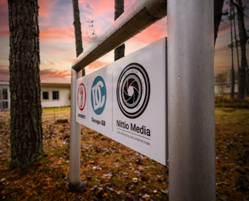 Nittio Media office with focus on the sign outdoor